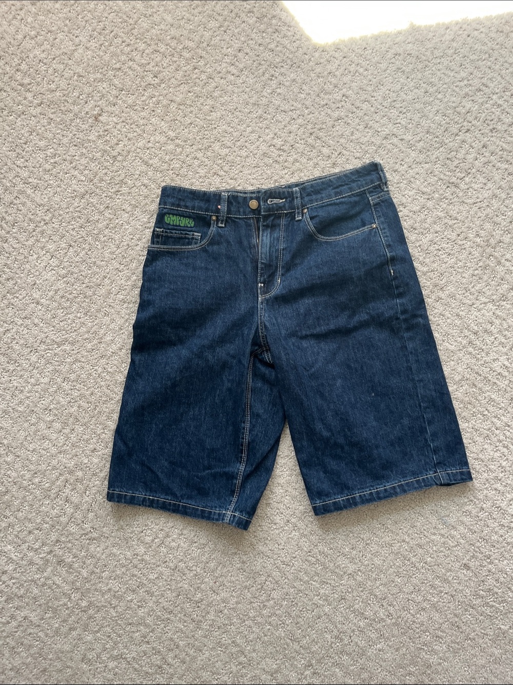 Dark Blue Denim Jorts with EMPYRE embroidery